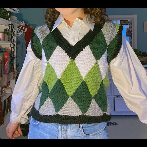 Sweaters | Homemade Crochet Green Black 